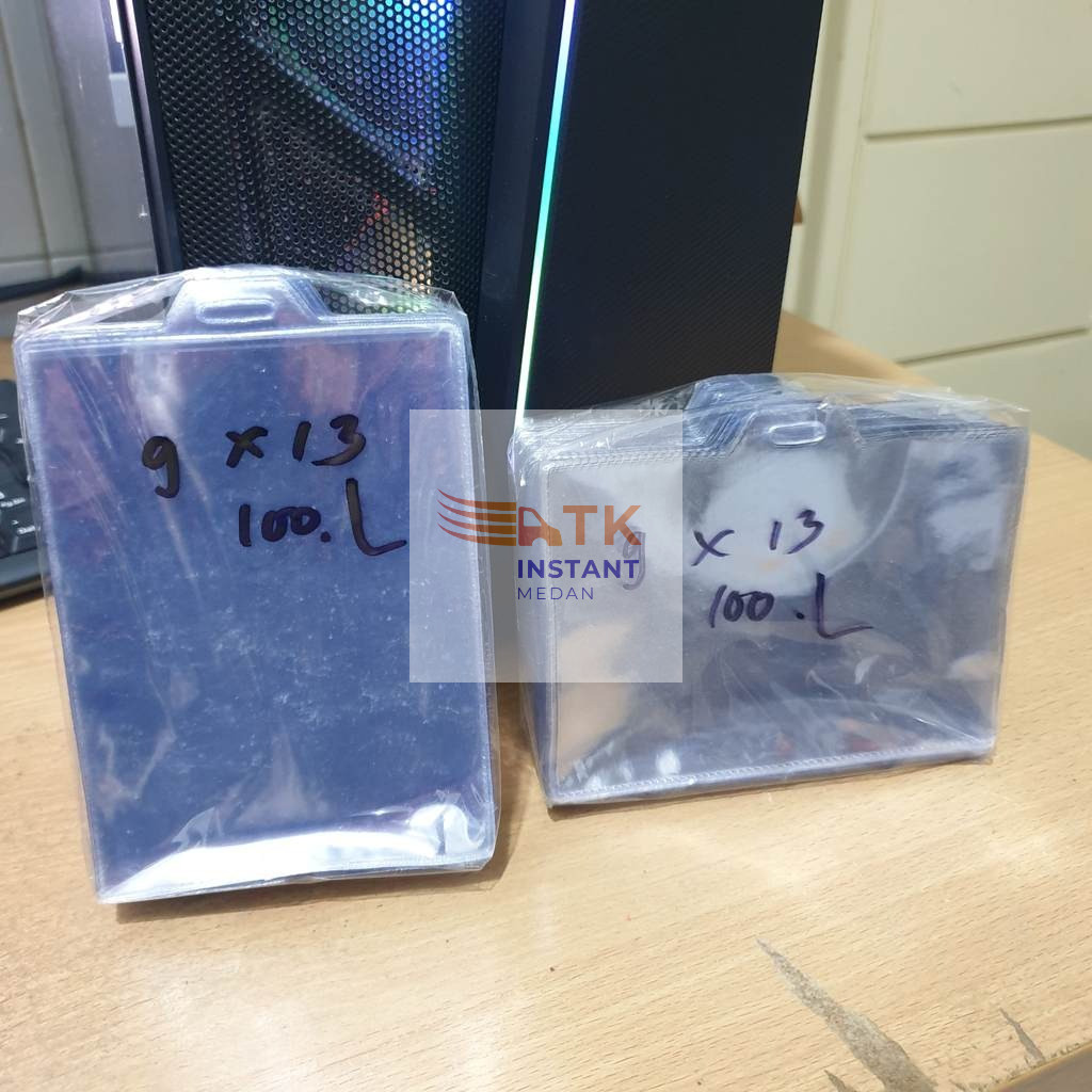 Plastik Holder ID CARD 9 x 13 cm 1 Pack isi 100 pcs Name Tag Tegak Tidur
