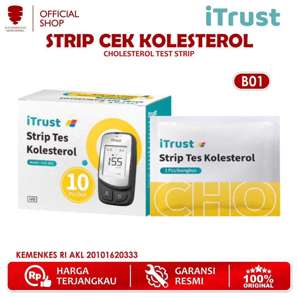 iTrust Strip Cek Cholesterol B01 Alat Tes Kolesterol GUC GUC-B01 Kesehatan Digital Kit Multi Monitor