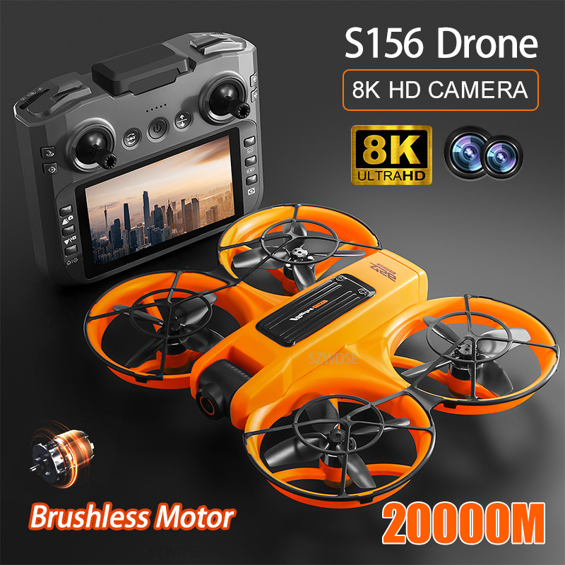 Drone Mini 2025 S156 8K HD untuk Fotografi Udara, Drone Kamera Ganda dengan Layar, Motor Tanpa Sikat
