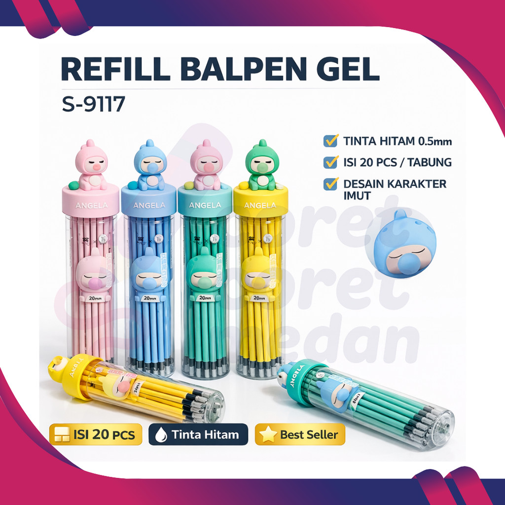 REFILL GEL TABUNG | TINTA PULPEN FANCY ISI 24 PCS