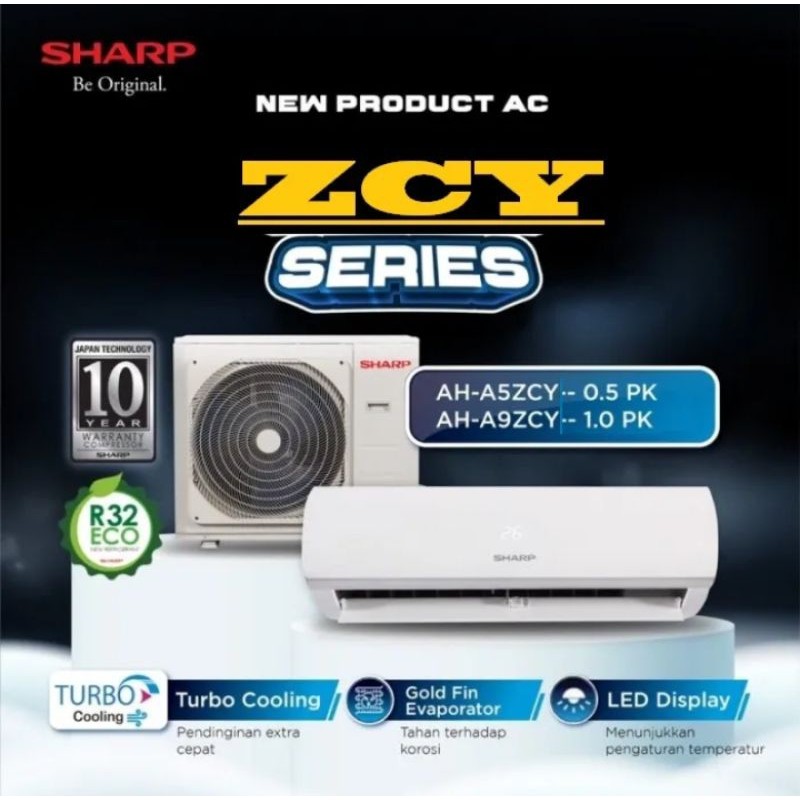 NEW AC SHARP AH-A5ZCY / A5ZEY NEW 1/2PK 344WATT LOW WATT + PASANG DEPOK AH-A5ZEY