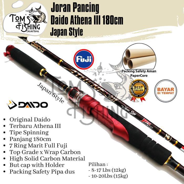Joran Pancing Daido Athena III 3 180cm JS Pro Series Fuji (12kg- 15kg) Carbon Solid - Toms Fishing -