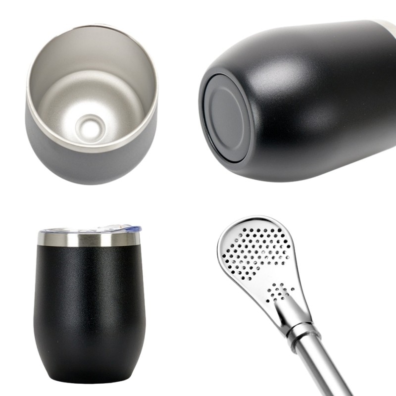 Yerba Mate Gourd Set Double-Wall Stainless Steel Mate Tea Cup and Bombilla Set Includes Yerba Mate G