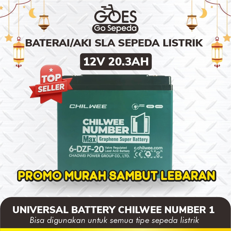 READY !GOES Aki Baterai 20.3 Sepeda Listrik Universal | Baterai Motor Listrik 6-DZF-20.3
