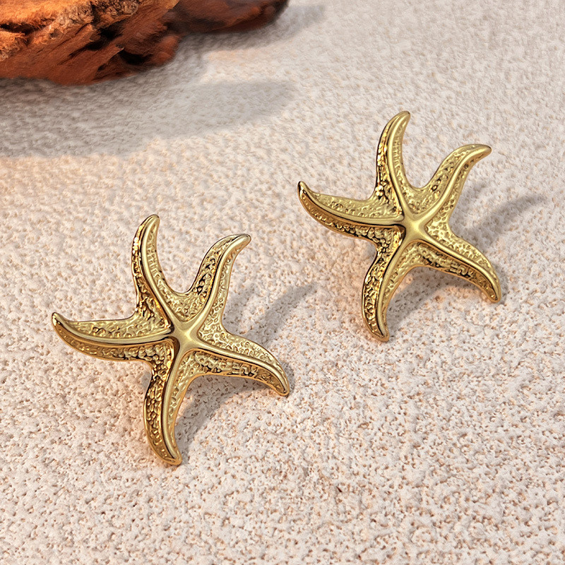 Anting, anting-anting, anting-anting stud stainless steel bintang laut grosir