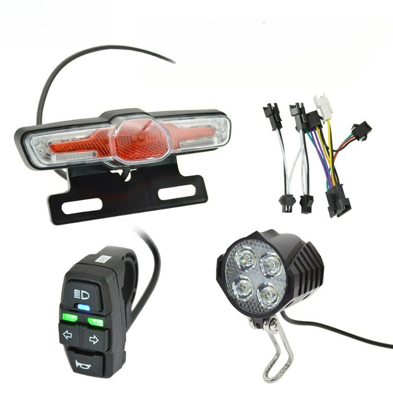Kit Lampu LED Sepeda Baru, Lampu Depan, Lampu Rem Belakang, Lampu Sein, Klakson untuk Kit Motor Bafa