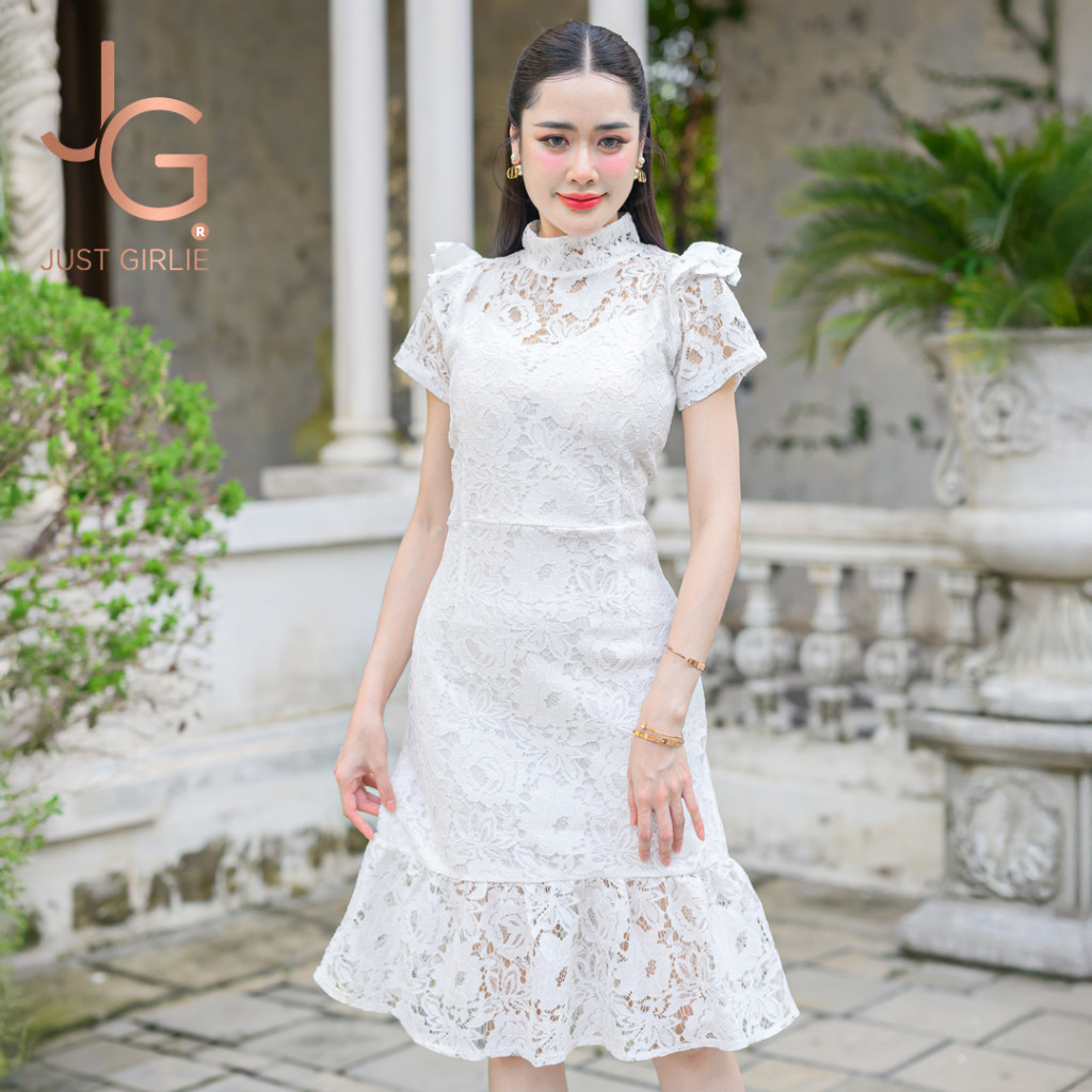 Sarah Dress: Short lace dress, Dress Pesta Import Korea Kondangan Kekinian Brukat Bridesmaid Dress