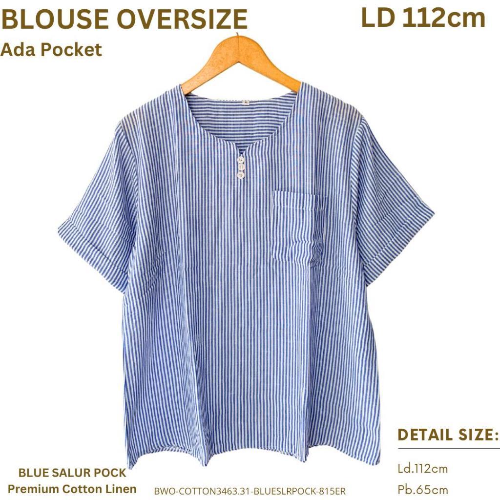 Atasan Wanita Oversize Korean Style Katun Premium Adem LD 116cm Blouse Kekinian Nyaman ESS