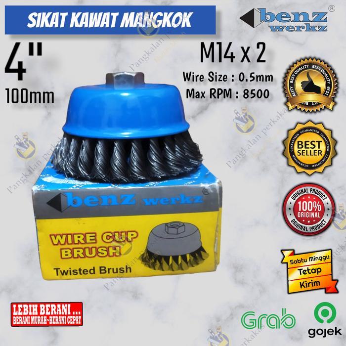 SIKAT MANGKOK KEPANG KAWAT BAJA BENZ 4 INCI 100mm