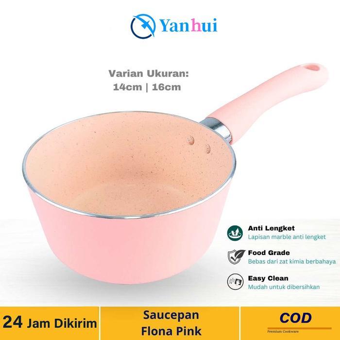 [ELECTROMAX] Panci Milk Pot Panci Susu Anti Lengket/Panci Mpasi Rebus Enamel - Pink, 14cm