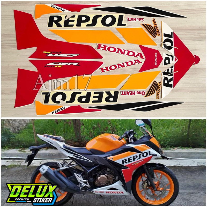 Stiker Striping Motor Cbr 150 R Cbr150r Cbr 150r Tahun 2017 Orange Repsol