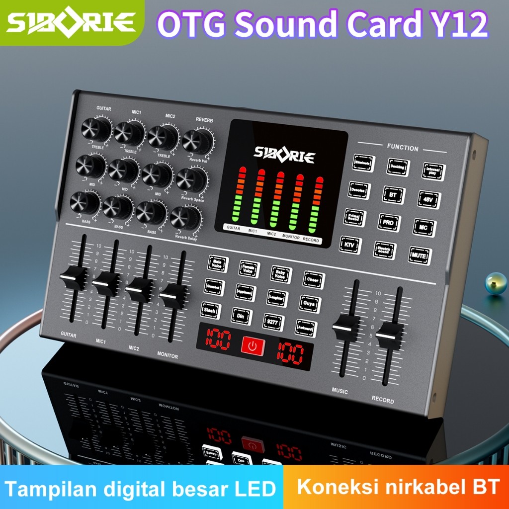Siborie OTG Digital live soundcard Y12 dilengkapi dengan kabel OTG