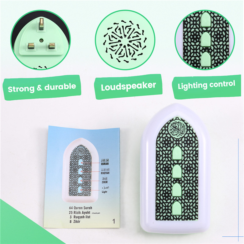 IN  StockGreen Quran Speaker For Smart Translations, Portable & ButtonControlled  UK Plug Model