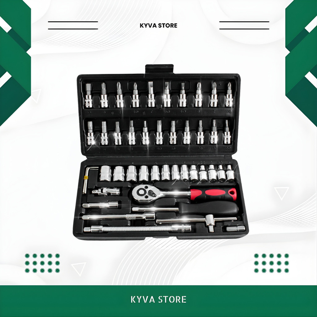 SOCKET WRENCH SET 46 PCS SOCKET OBENG TOOL KIT KYVA STORE