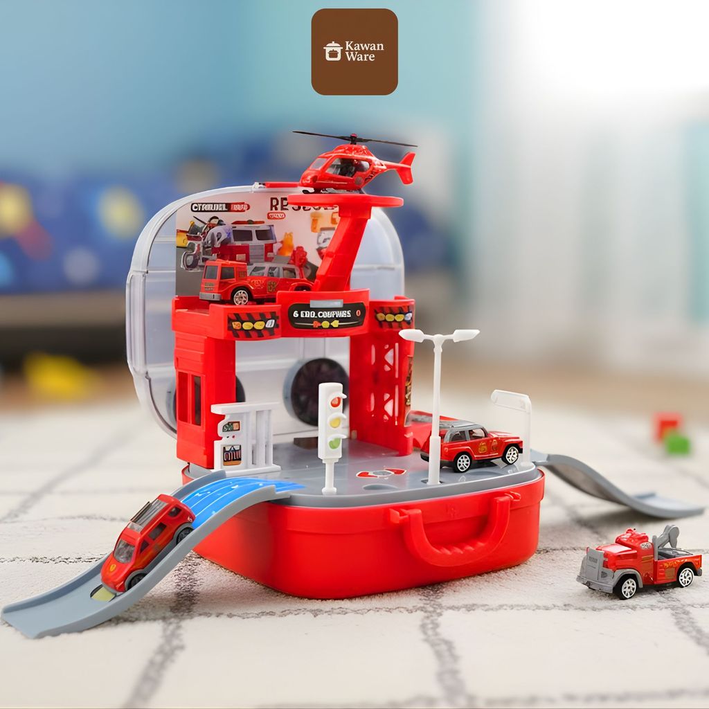 KAWANWARE - [AFive] Mainan Anak Tas Koper Building Set Car Parking – Suitcase Track Parkir Mobil Tem