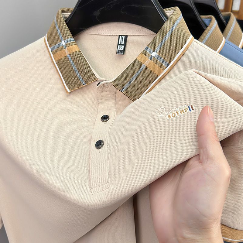 Kemeja POLO Lengan Pendek Pria Lapel Bordir Kaos Kasual