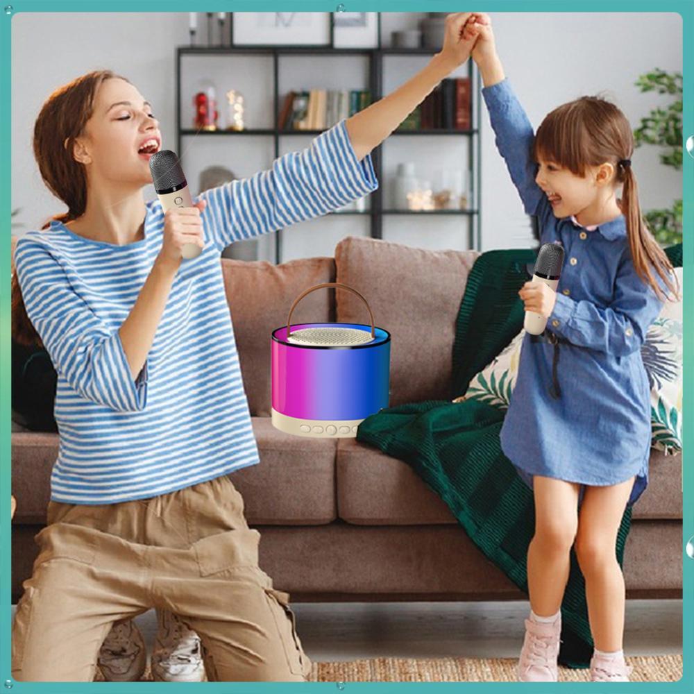 BluetoothCompatible 53 Karaoke Machine  Adjustable LED Lights Mini Home Theater Speakers Small Speak