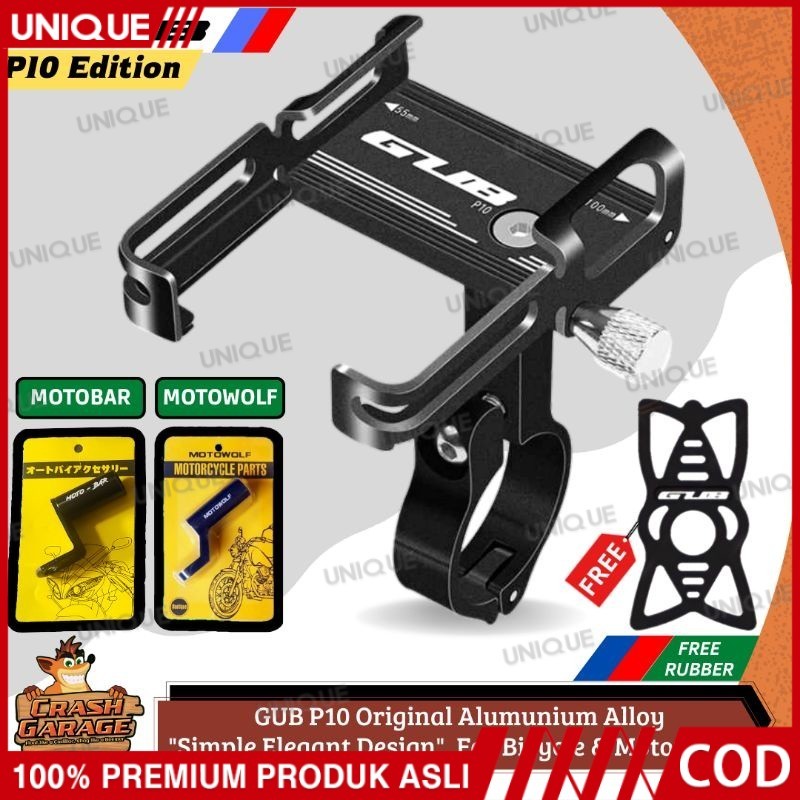 Holder GUB P10 Phone Holder Hp Sepeda Motor GUB Alumunium Alloy Tempat Hp Dudukan Hp Sepeda Motor Gu