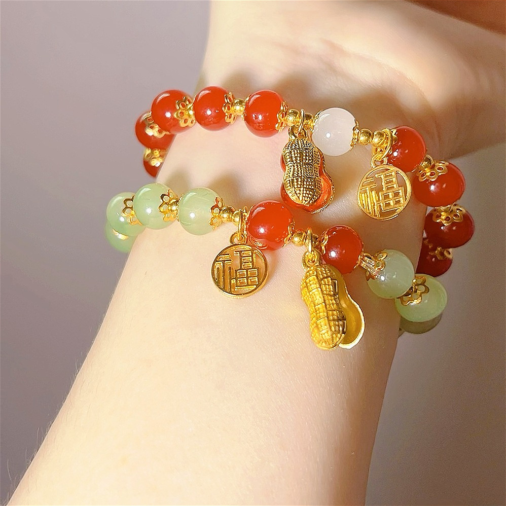 Untung Gelang Kacang Gelang Berkat Kacang Merah Gelang Gaya Cina Aksesoris Gelang Perhiasan Wanita