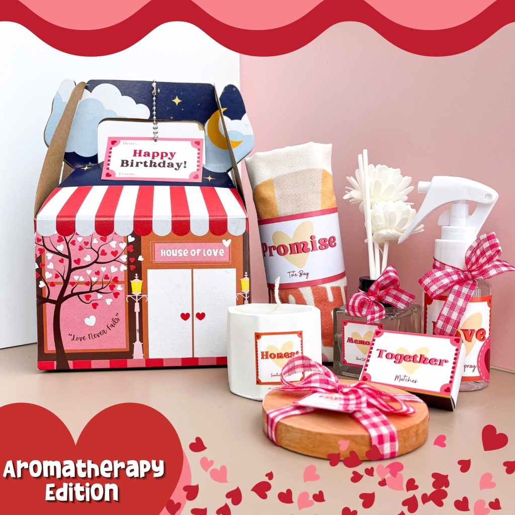 KADO VALENTINE [HOUSE OF LOVE] HAMPERS ULANG TAHUN WISUDA | HAMPERS LILIN AROMATERAPI | HAMPERS WISU