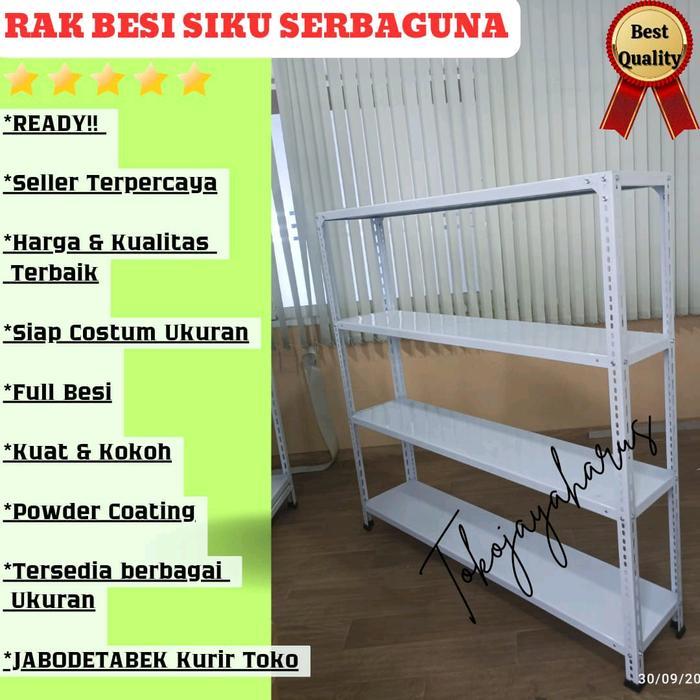 Rak Besi 4 Susun 150x40x150 Tiang Siku Lubang Lengkap