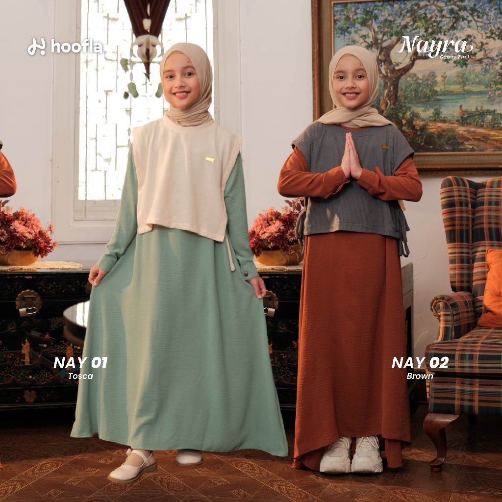 Ori Hoofla 10000% Gamis Anak Tanggung Nayra Gamis Rompi Iner + Outer