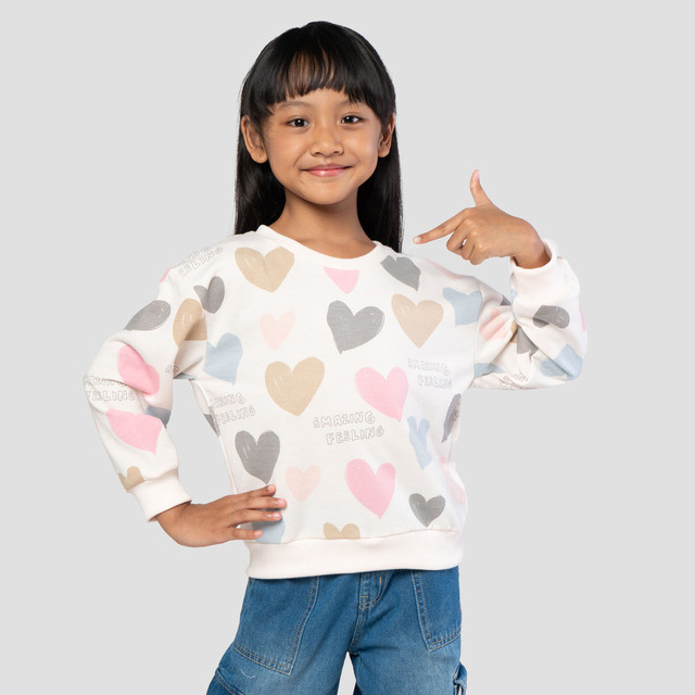 Little M Aop Heart Sweater Anak Perempuan 123525650