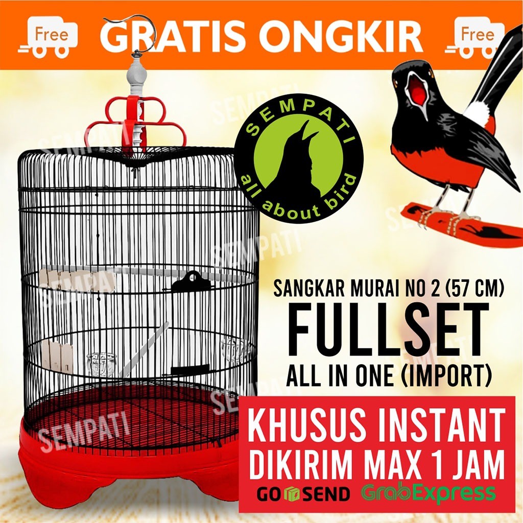 SEMPATI KHUSUS TERKIRIM 1 JAM INSTAN GRAB GOJEK Sangkar Burung Murai Super Jumbo Diameter 57 Cm Full