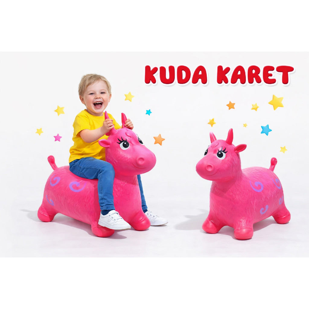 Mainan Anak Jumping Animal Kuda Karakter Sapi Rusa Karet Tebal Rocking Horse Animal Jump Lompat