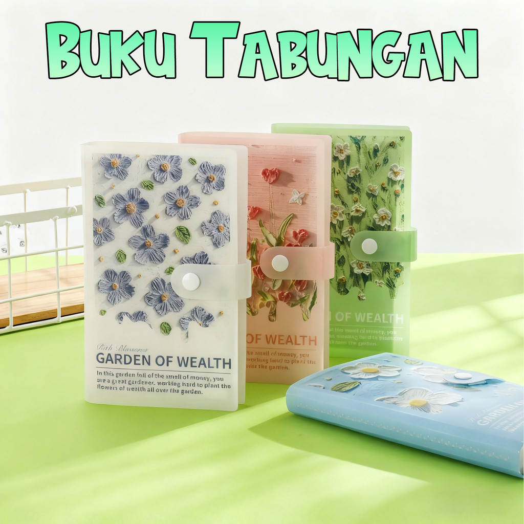 Buku Tabungan A6 dengan Lukisan Cat Minyak & Material PVC Tebal, Organizer Serbaguna untuk Simpan Ua