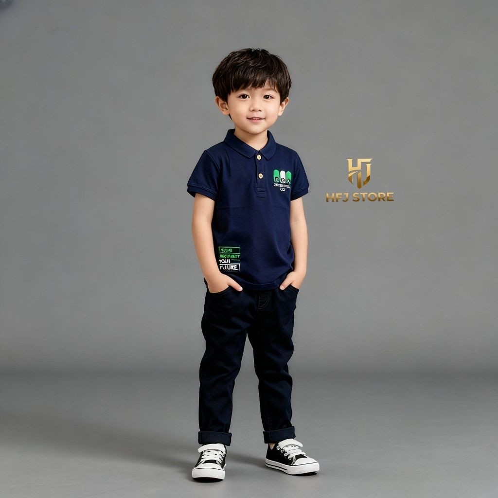 Gugel Kaos Kerah Anak Motif Random / Kaos Gugel Kids Spandek Rayon Polo