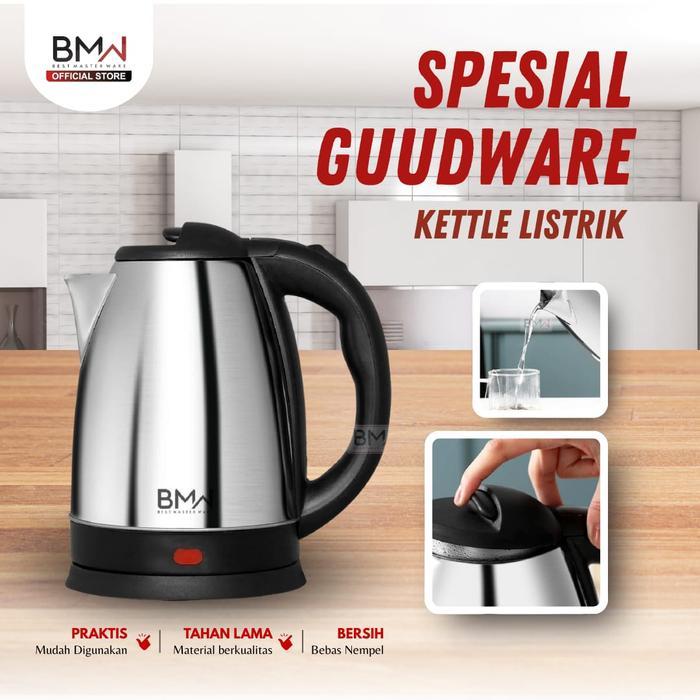 Teko Air Minum Listrik 2L Stainless Steel Pemanas Air Kettle Besar 500 Watt 220-240V Kettle Listrik 
