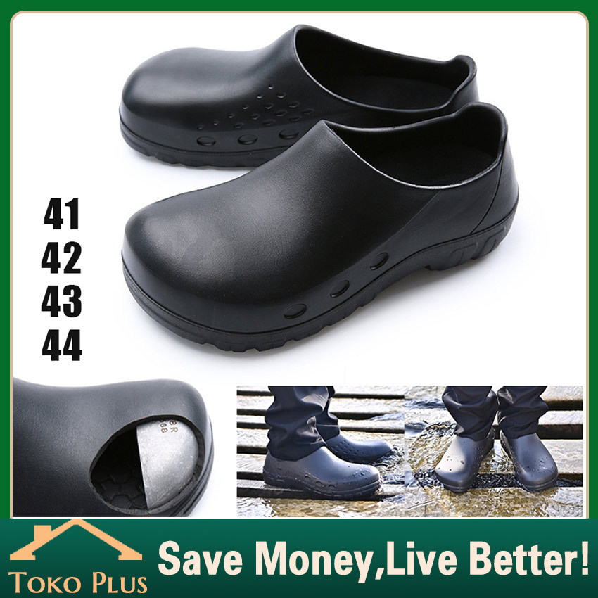 Kitchen Shoes UJUNG BESI Anti Slip Berkualitas / Chef Shoes Safety Shoes Anti Slip Ringan Slip On Wa