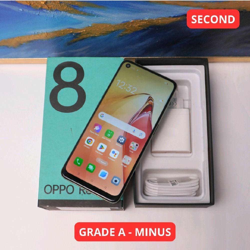 OPPO RENO 8 8/256 GB (4G) GRADE A - MINUS HP SECOND ORIGINAL SINAR MUTIARA CELL