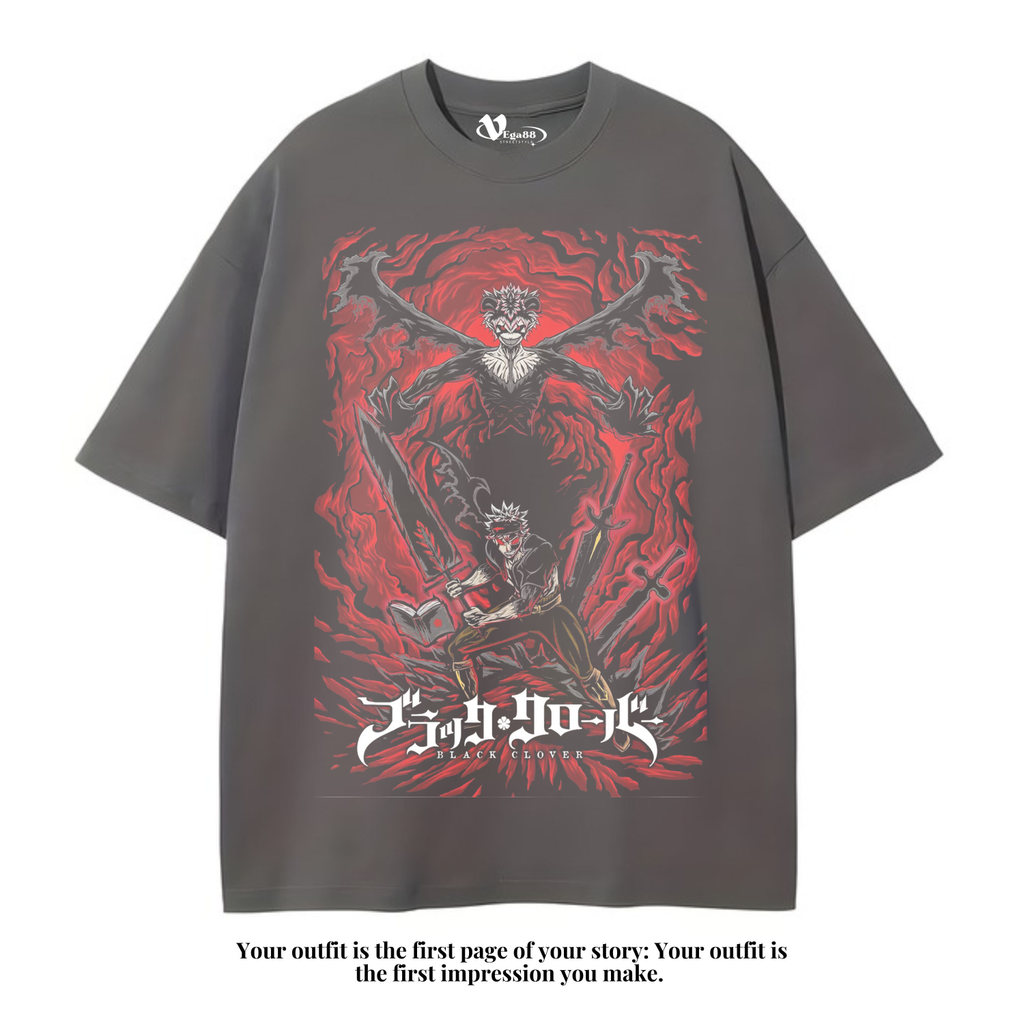 VEGA88 *asta anime black clover* Kaos oversize | t-shirt oversized | oversize dark grey | vintage te