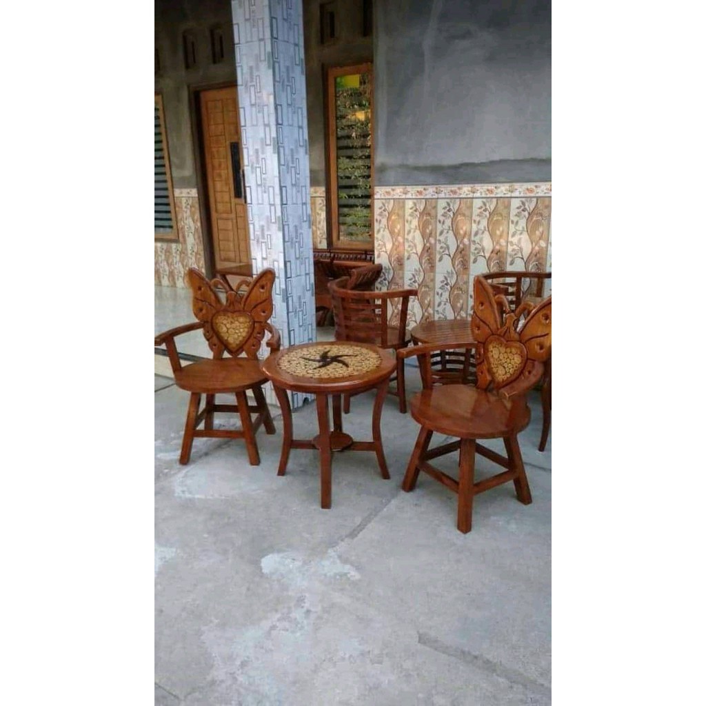 Kursi teras kupu jati ukiran jepara finishing hrg pengrajin FG4