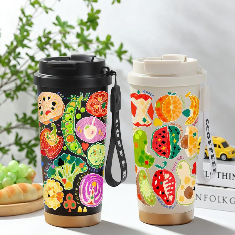 Tumbler Buah Sayuran Botol Minum Aesthetic Stainless Steel Tumblr Viral CUP 500 ML Termos Coffee Kee