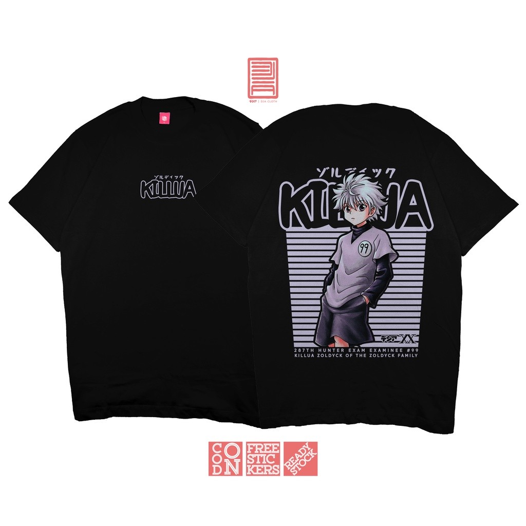Anime Merch Kaos KILLUA ZOLDYCK HUNTER X HUNTER HXH ZAOLDYECK FAMILY GON BAJU JEPANG ANIME MANGA T-S