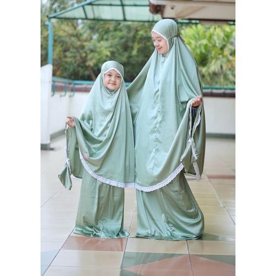 Mukena Couple ibu dan anak Fadiyah Series hasanah mukena set - Mint, S
