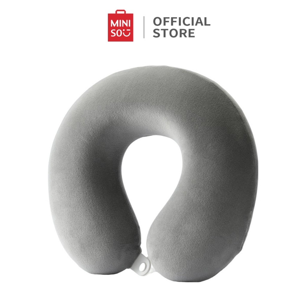 Miniso X Solid Color Bantal Leher Travel Lipat Neck Pillow Memory Foam Travel U-Shaped Pillow