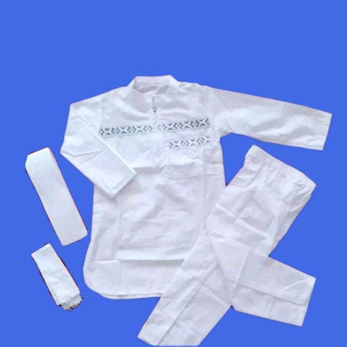 Promo Lebaran Baju Setelan Koko Anak Pakistan Turki Putih Muslim Kurta Polos Anak Laki-Laki Katun - 