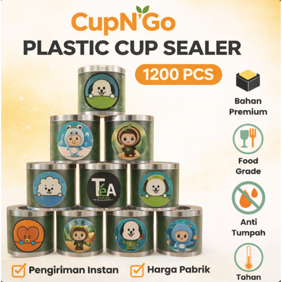 Cup Sealer Lid Plastik Premium Roll | Tutup Segel Gelas Kopi Teh | 1200 pcs
