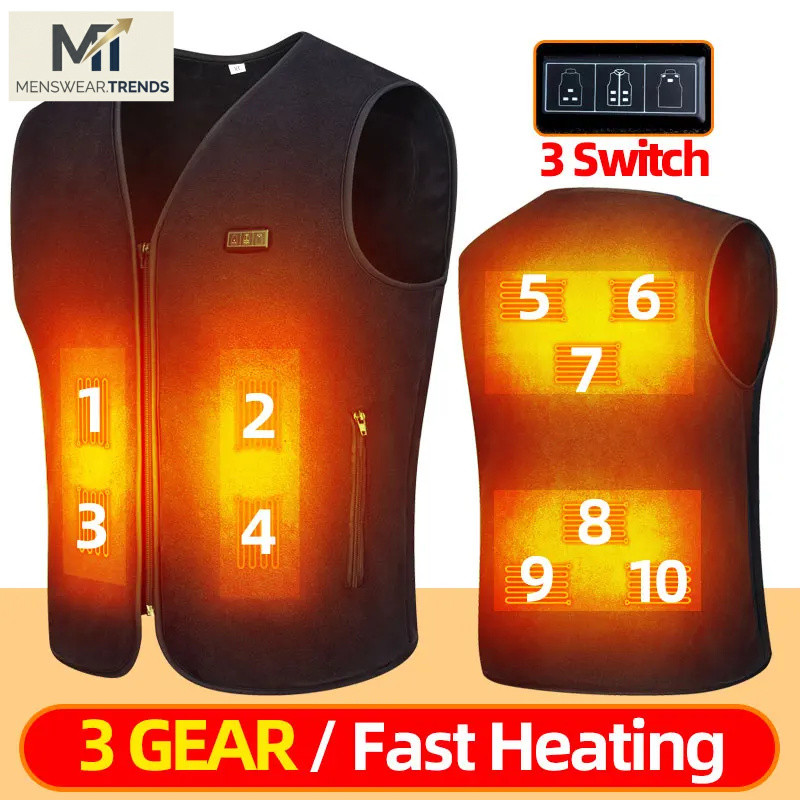 Smart Fleece Heated Vest Men USB Electric Self Heating Vest Women Rechargeable Heated  Thermal Hunti