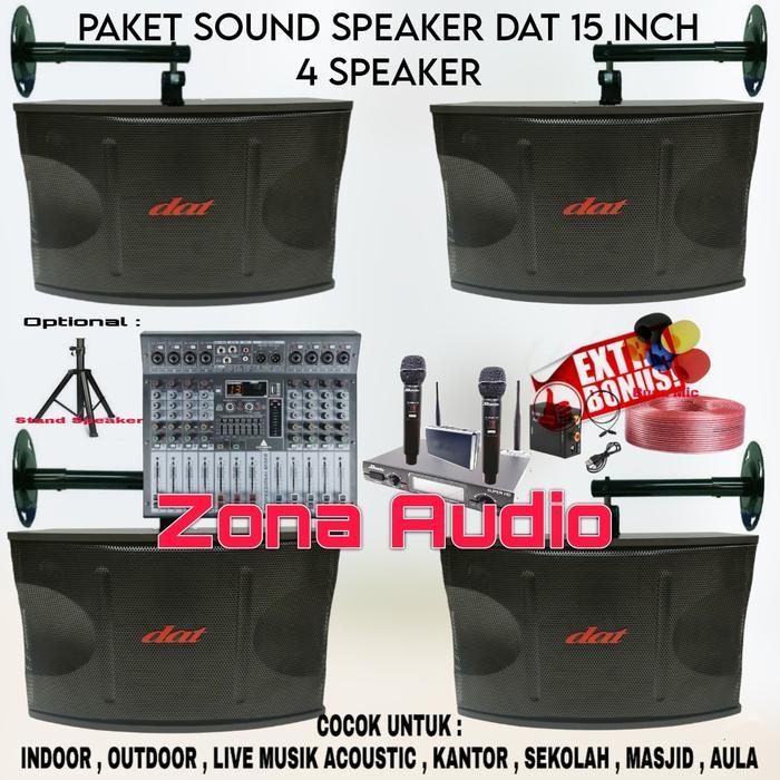 PAKET SOUND SYSTEM INDOOR OUTDOOR SPEAKER DAT 15 INCH 4 SPEAKER POWER MIXER 8 CHANNEL ORIGINAL