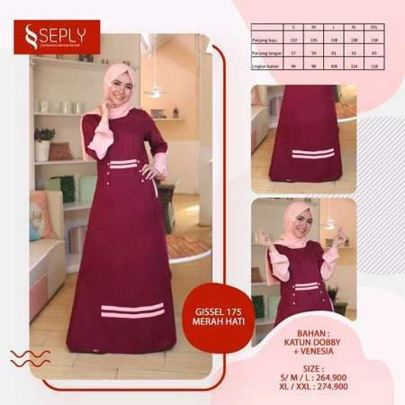 SEPLY GAMIS DEWASA GISSEL 175 MERAH HATI
