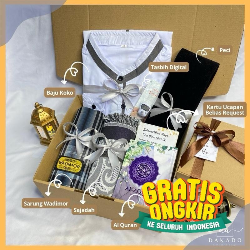 HAMPERS SET ALAT SHOLAT COWOK BAJU KOKO PRIA GIFT BOX SESERAHAN PRIA BAJU KOKO ALAT SHOLAT LENGKAP G
