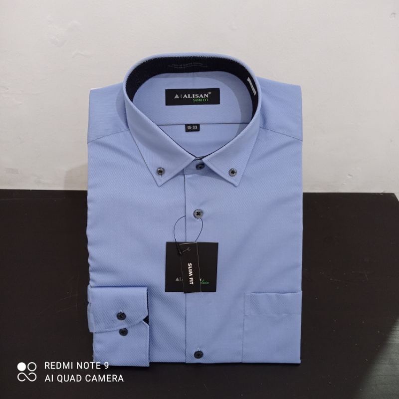 Kemeja Alisan Dobby Biru Slimfit Lengan Panjang