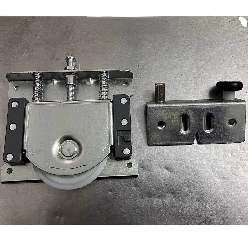 1 set roda rel pintu geser furnitur lemari pakaian berat, roda putar rel cam, pintu lemari kayu soli