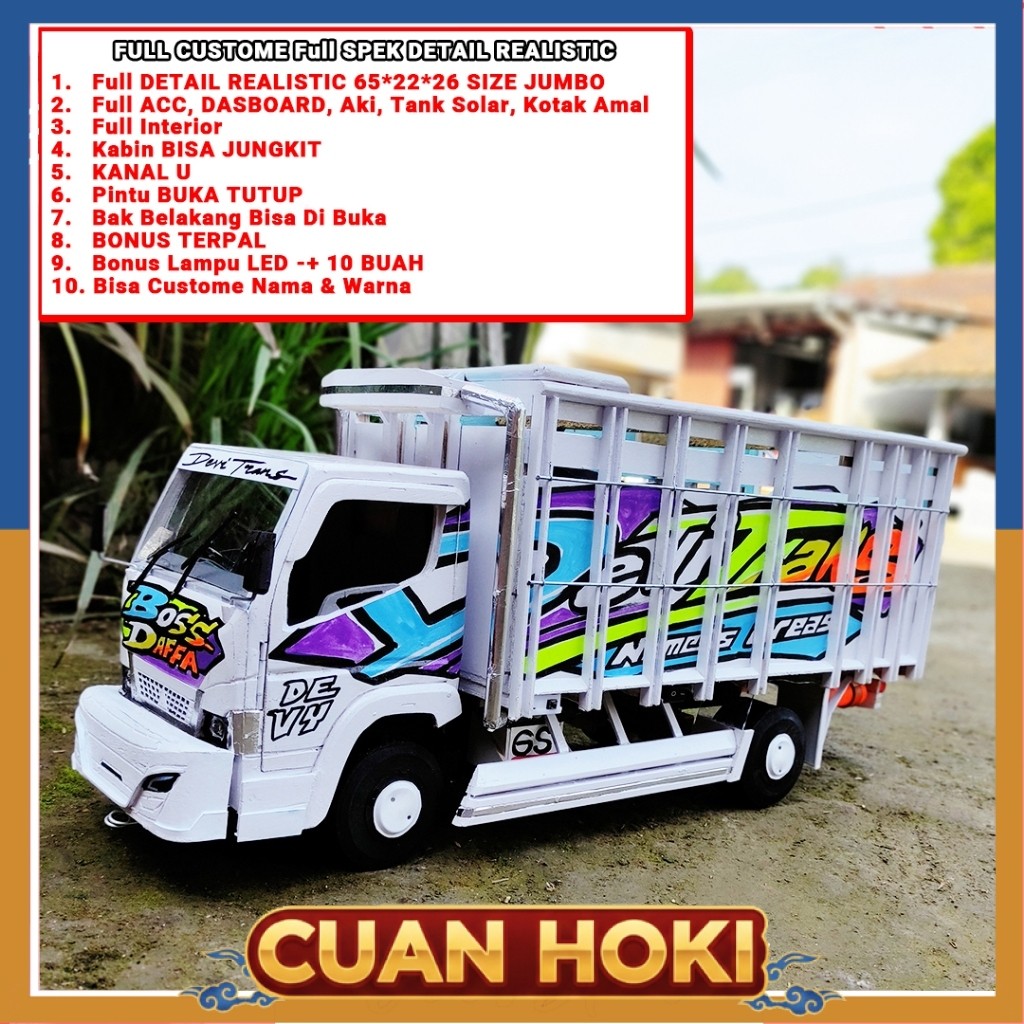 CUAN HOKI MINIATUR MOBIL MAINAN ANAK MINIATUR MOBIL TRUK OLENG FULL CUSTOME SPEK DETAILING REALISTIC
