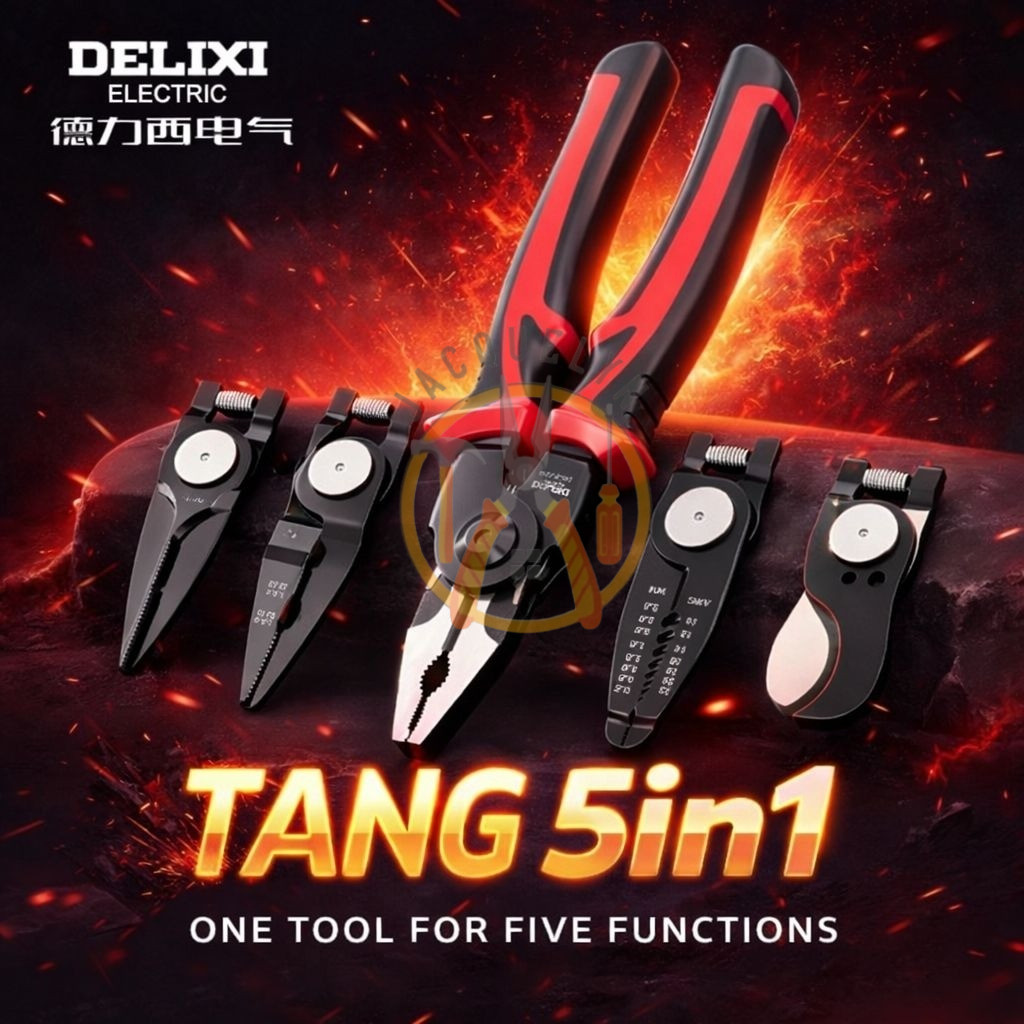 [JQ] Tang 5in1 Tang Kawat Tang Jepit Tang Lancip Tang Potong Tang Aksesoris Tang Kombinasi DELIXI